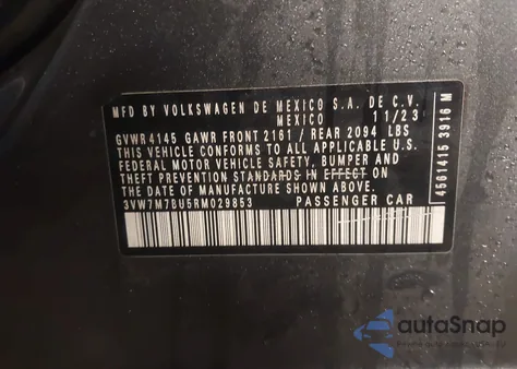 2024 Volkswagen Jetta 1.5T Se z USA, uszkodzony, nr VIN 3VW7M7BU5RM029853